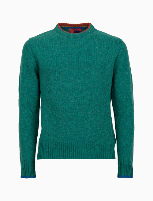 Men's plain green wool crew-neck - Clothing | Gallo 1927 - Official Online Shop