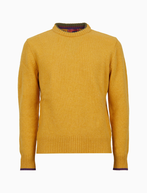 Men's plain yellow wool crew-neck - Man | Gallo 1927 - Official Online Shop
