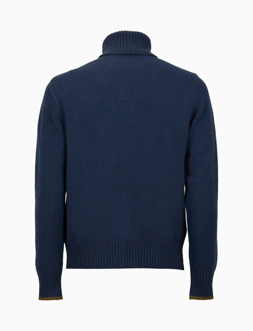 Men's turtleneck sweater in solid blue wool - Clothing | Gallo 1927 - Official Online Shop