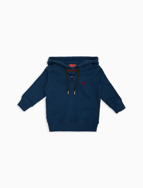 Kids' garment-dyed blue cotton hoodie - Clothing | Gallo 1927 - Official Online Shop