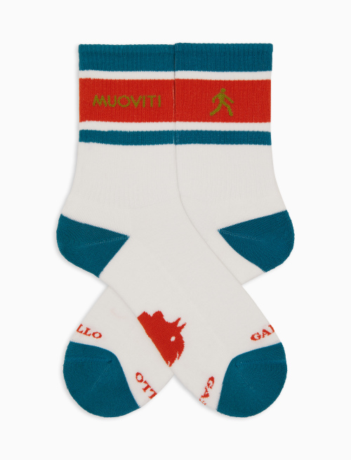Calze corte unisex spugna di cotone bianco slogan muoviti - Sport e Spugna | Gallo 1927 - Official Online Shop