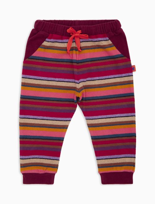 Kids' long burgundy fleece trousers multicoloured stripes - Abbigliamento | Gallo 1927 - Official Online Shop