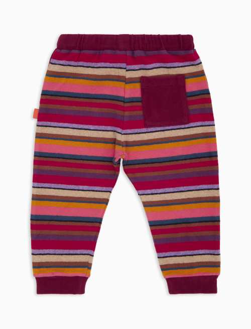 Kids' long burgundy fleece trousers multicoloured stripes - Abbigliamento | Gallo 1927 - Official Online Shop