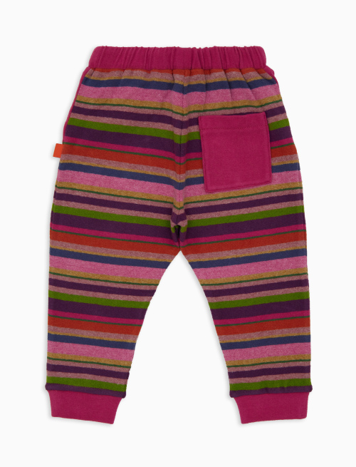 Kids' long purple fleece trousers multicoloured stripes - Black Friday Kids | Gallo 1927 - Official Online Shop