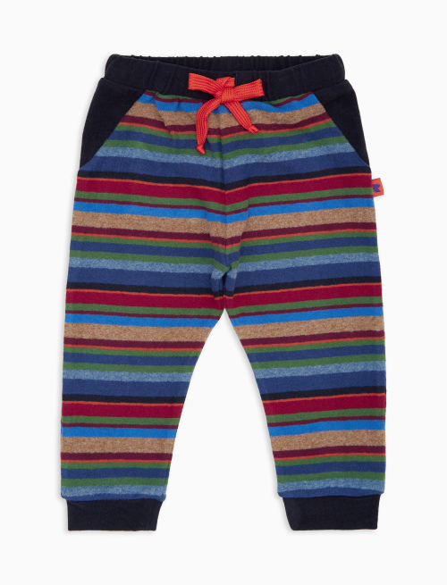 Kids' long blue fleece trousers multicoloured stripes - Abbigliamento | Gallo 1927 - Official Online Shop