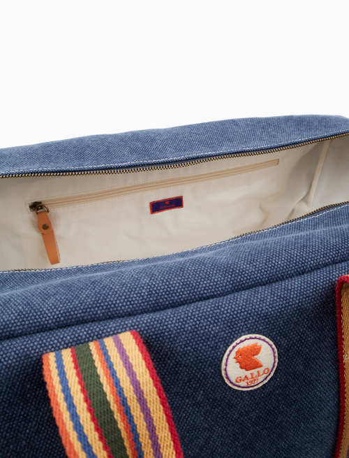 Borsone weekend unisex in canvas di cotone tinta unita blu - Borse | Gallo 1927 - Official Online Shop