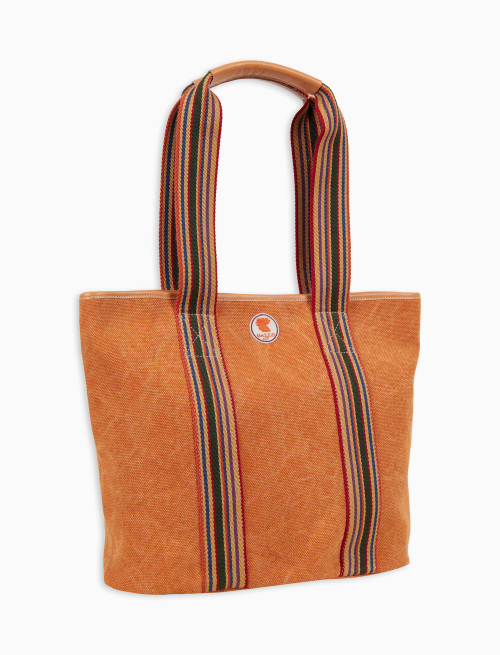 Borsa shopping grande donna in canvas di cotone tinta unita arancio - Borse | Gallo 1927 - Official Online Shop