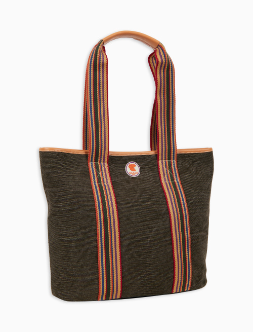 Borsa shopping grande donna in canvas di cotone verde tinta unita - Borse | Gallo 1927 - Official Online Shop