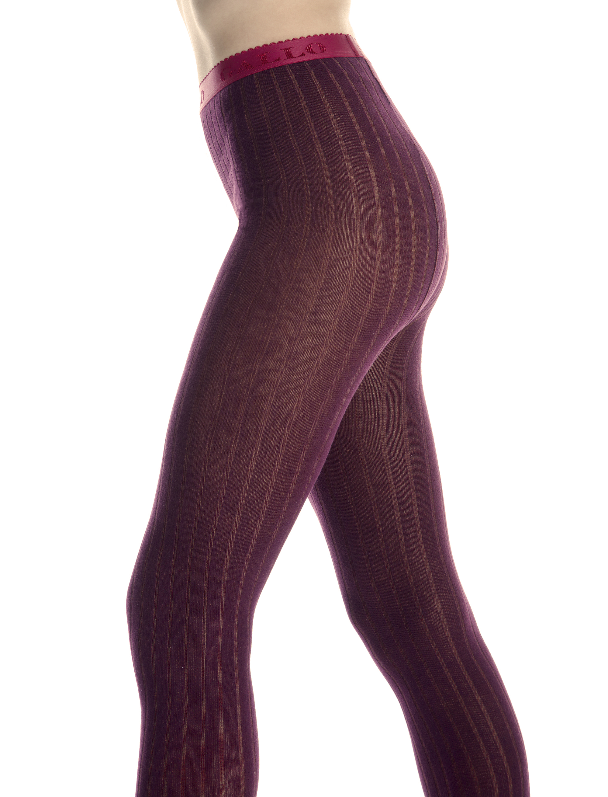 Women's burgundy cotton tights with plated rib - Socks | Gallo 1927 - Official Online Shop