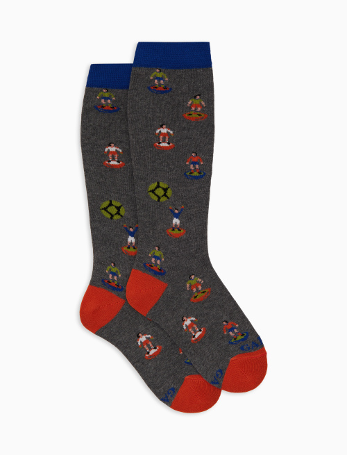 Kids' long grey cotton socks with football motif - Black Friday Kids | Gallo 1927 - Official Online Shop