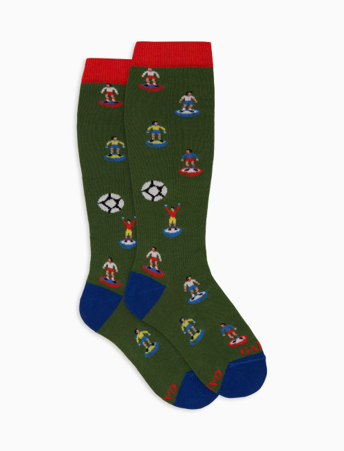 Kids' long green cotton socks with football motif - Black Friday Kids | Gallo 1927 - Official Online Shop