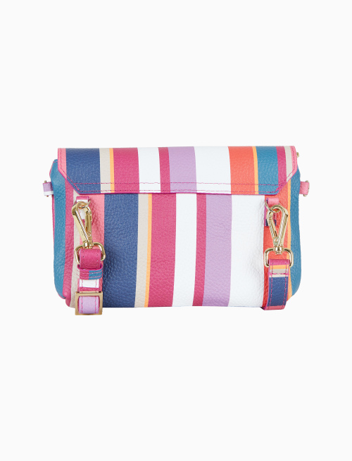 Borsa mini a tracolla donna in pelle martellata righe multicolor bianco - Borse | Gallo 1927 - Official Online Shop