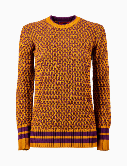 Pull girocollo donna lana giallo fantasia a due colori - Abbigliamento | Gallo 1927 - Official Online Shop