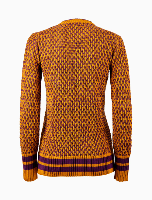 Pull girocollo donna lana giallo fantasia a due colori - Abbigliamento | Gallo 1927 - Official Online Shop