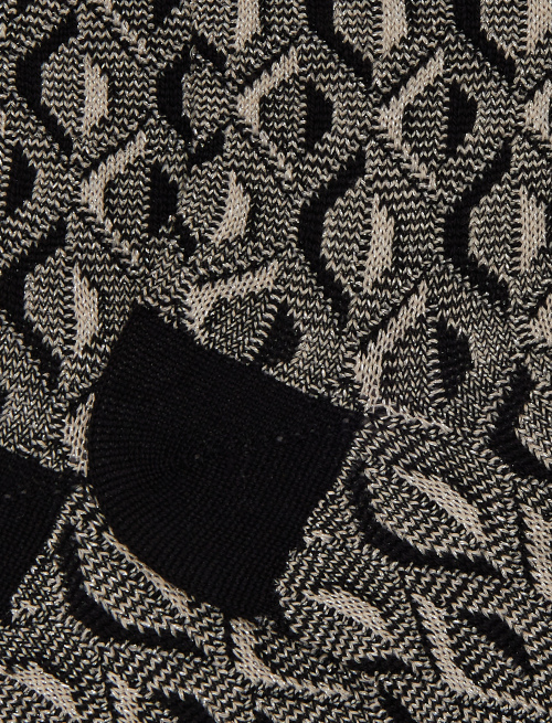 Women's short black wool, silk and cashmere socks with sparkling geometric motif - Socks | Gallo 1927 - Official Online Shop