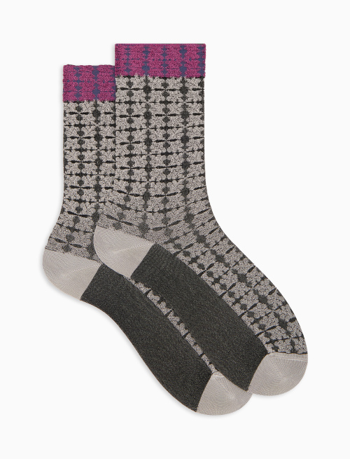 Calze corte donna viscosa grigio fantasia foglioline - Corte | Gallo 1927 - Official Online Shop