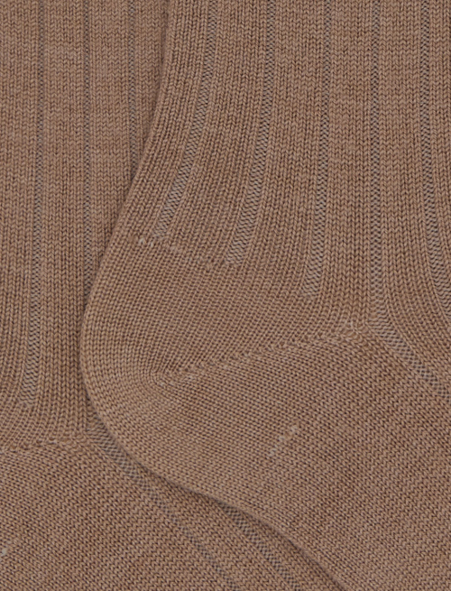 Men's short plain ribbed socks in beige wool - Short | Gallo 1927 - Official Online Shop