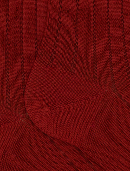 Men's short plain ribbed socks in orange wool - The Classics | Gallo 1927 - Official Online Shop