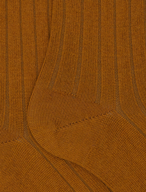 Men's short plain ribbed socks in yellow wool - The Classics | Gallo 1927 - Official Online Shop