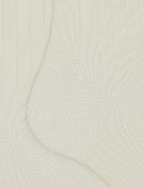Men's long plain white ribbed wool socks - Long | Gallo 1927 - Official Online Shop