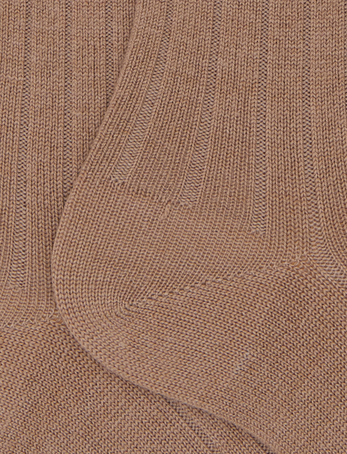 Men's long plain beige ribbed wool socks - Man | Gallo 1927 - Official Online Shop