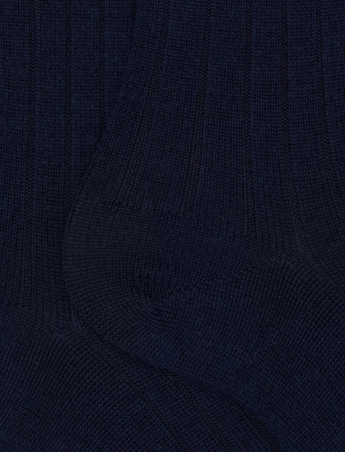 Men's long plain blue ribbed wool socks - Man | Gallo 1927 - Official Online Shop