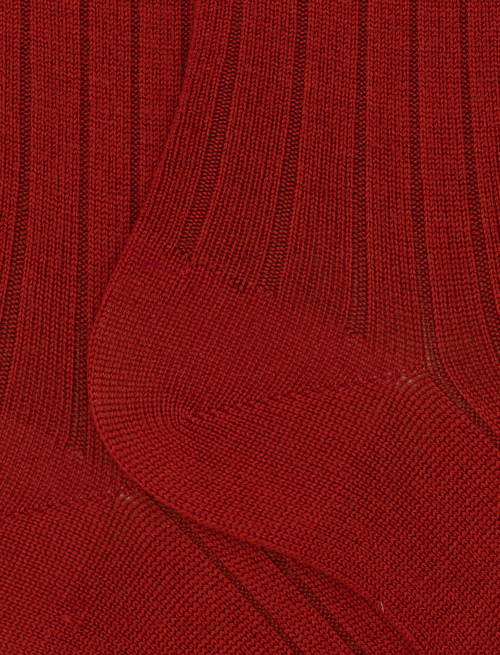 Men's long plain orange ribbed wool socks - Man | Gallo 1927 - Official Online Shop
