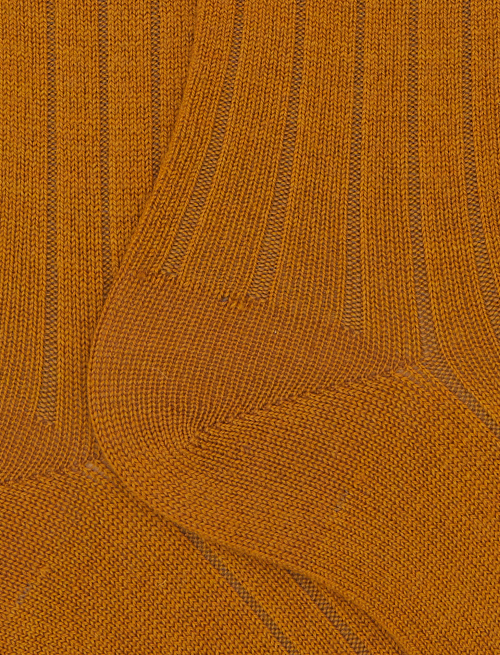 Men's long plain yellow ribbed wool socks - Man | Gallo 1927 - Official Online Shop