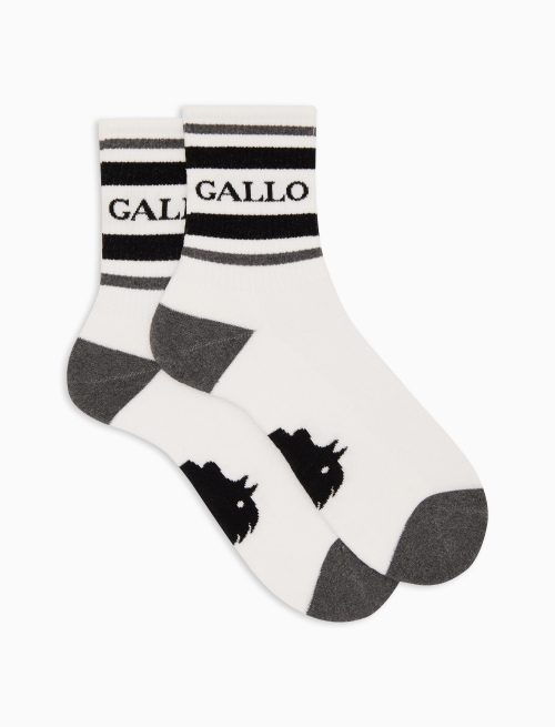 Unisex short white cotton terry socks with stripes and Gallo writing - New In | Gallo 1927 - Official Online Shop