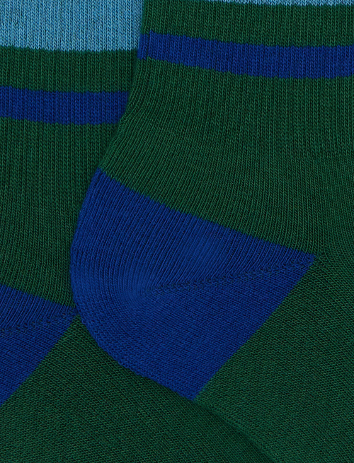 Calze corte unisex spugna di cotone verde con righe e scritta gallo - Calze | Gallo 1927 - Official Online Shop