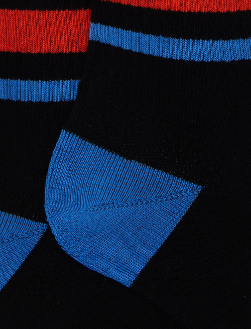 Calze corte unisex spugna di cotone nero con righe e scritta gallo - Calze | Gallo 1927 - Official Online Shop
