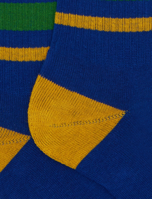 Calze corte unisex spugna di cotone blu con righe e scritta gallo - Calze | Gallo 1927 - Official Online Shop