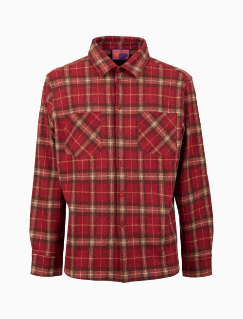 Men's red cotton shirt with tartan motif | Gallo 1927 - Official Online Shop