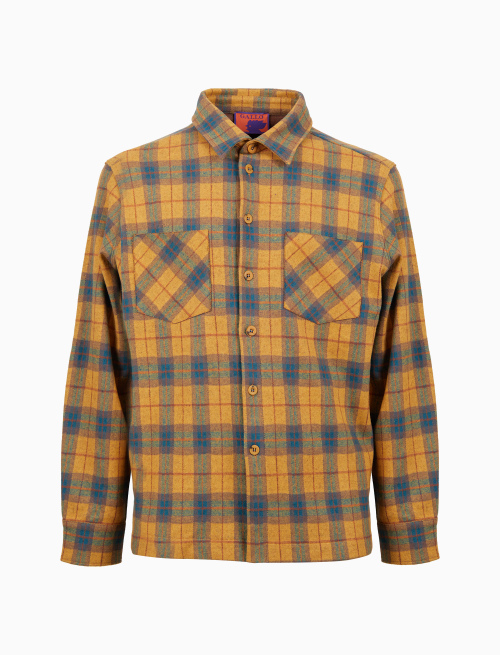 Men's yellow cotton shirt with tartan motif | Gallo 1927 - Official Online Shop