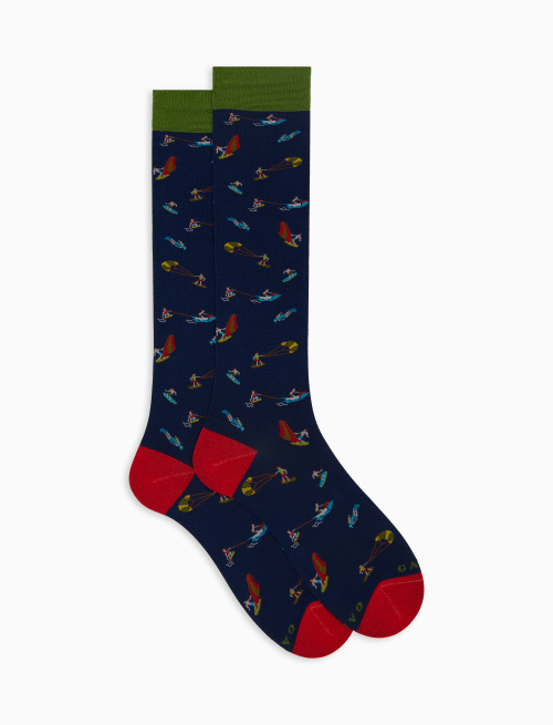 Men's long socks cotton water sports patterned blue - Man | Gallo 1927 - Official Online Shop