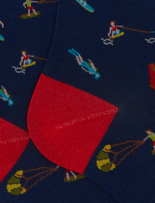 Men's long socks cotton water sports patterned blue - Man | Gallo 1927 - Official Online Shop