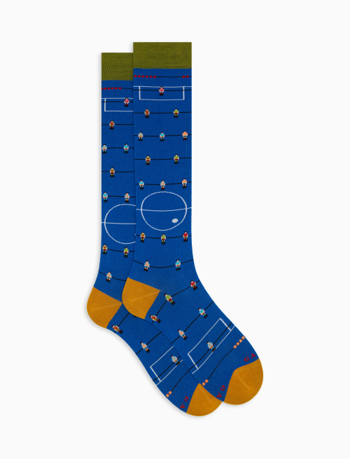 Men's long socks cotton patterned table football blue - Man | Gallo 1927 - Official Online Shop