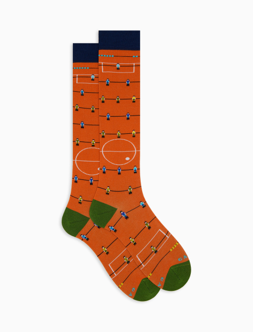 Men's long socks cotton patterned table football orange - Man | Gallo 1927 - Official Online Shop