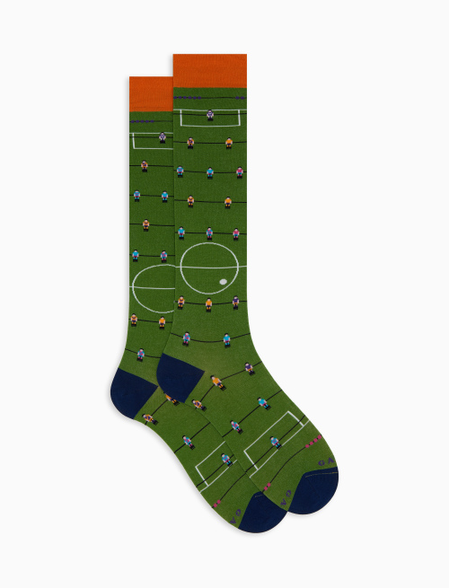 Calze lunghe uomo cotone fantasia calcio balilla verde - Gift ideas | Gallo 1927 - Official Online Shop