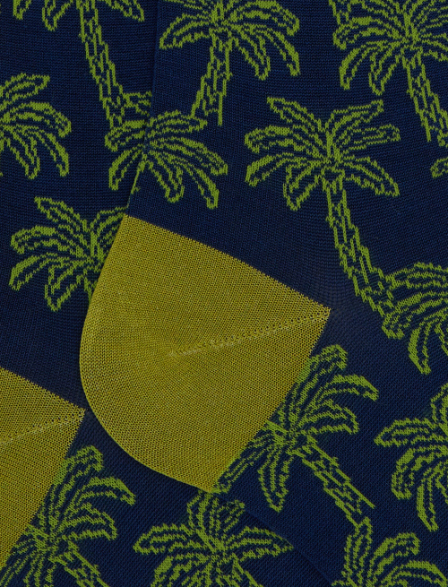 Men's palm patterned cotton long socks blue - TEST | Gallo 1927 - Official Online Shop