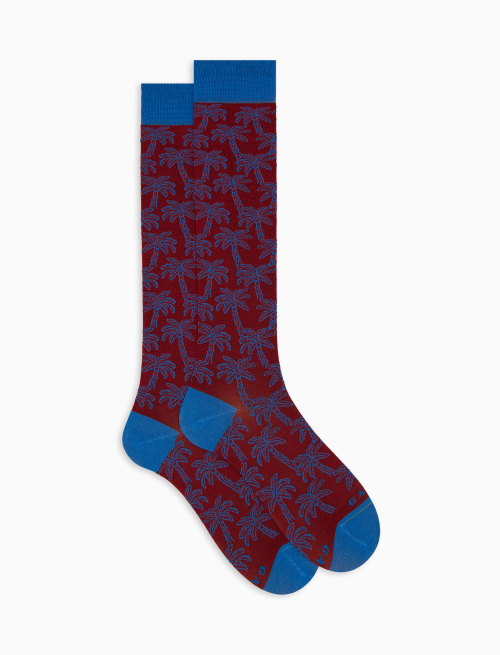 Men's palm patterned cotton long socks red - Man | Gallo 1927 - Official Online Shop