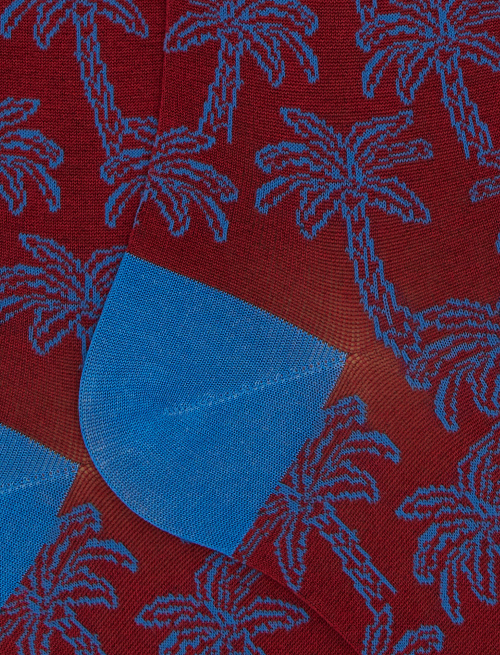 Men's palm patterned cotton long socks red - Man | Gallo 1927 - Official Online Shop