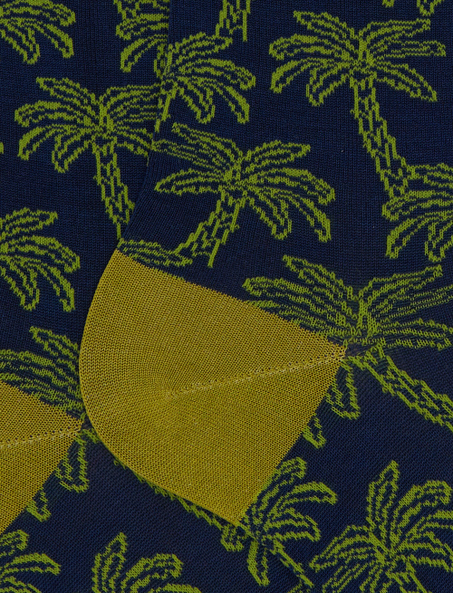 Men's palm patterned cotton short socks blue - Socks | Gallo 1927 - Official Online Shop