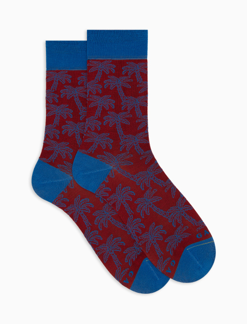 Men's palm patterned cotton short socks red - Socks | Gallo 1927 - Official Online Shop