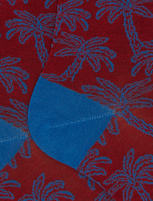 Men's palm patterned cotton short socks red - Socks | Gallo 1927 - Official Online Shop