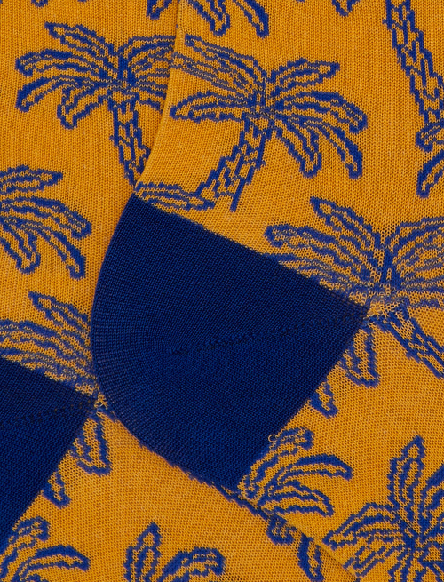 Men's palm patterned cotton short socks yellow - Socks | Gallo 1927 - Official Online Shop