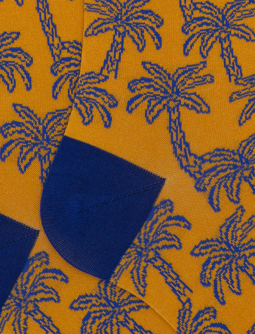 Calze lunghe donna cotone fantasia palme giallo - Lunghe | Gallo 1927 - Official Online Shop
