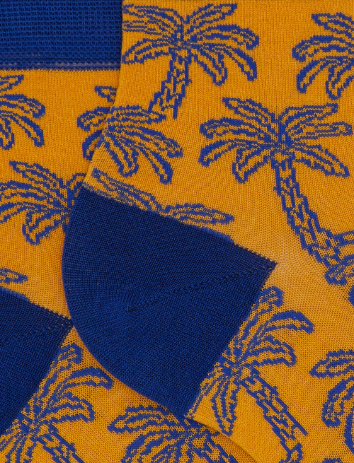 Women's cotton palm patterned yellow short socks - Super short | Gallo 1927 - Official Online Shop