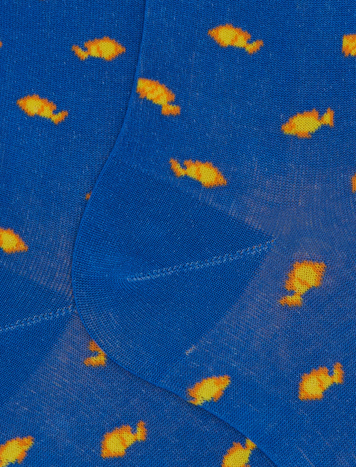 Men's short cotton socks with two-colour fish pattern light blue - The SS Edition | Gallo 1927 - Official Online Shop