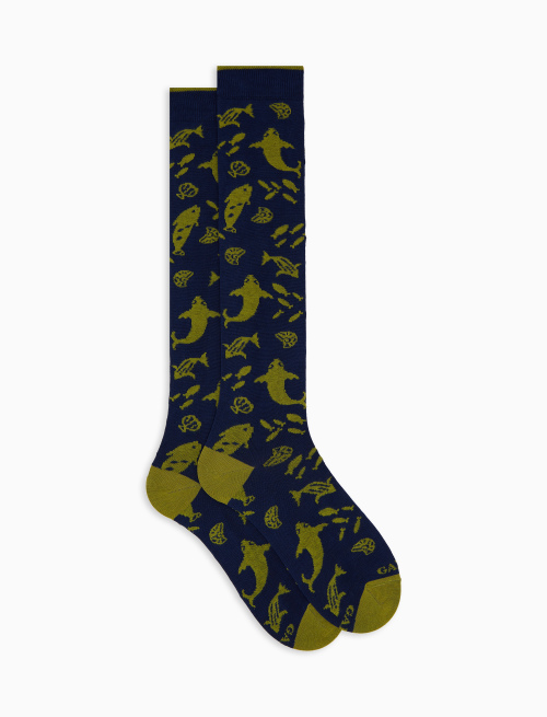Men's cotton socks with primordial fish pattern blue - The SS Edition | Gallo 1927 - Official Online Shop